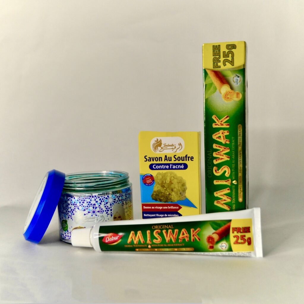 Savon noir nila bleu, savon de soufre & dentifrice miswak - Rayoun